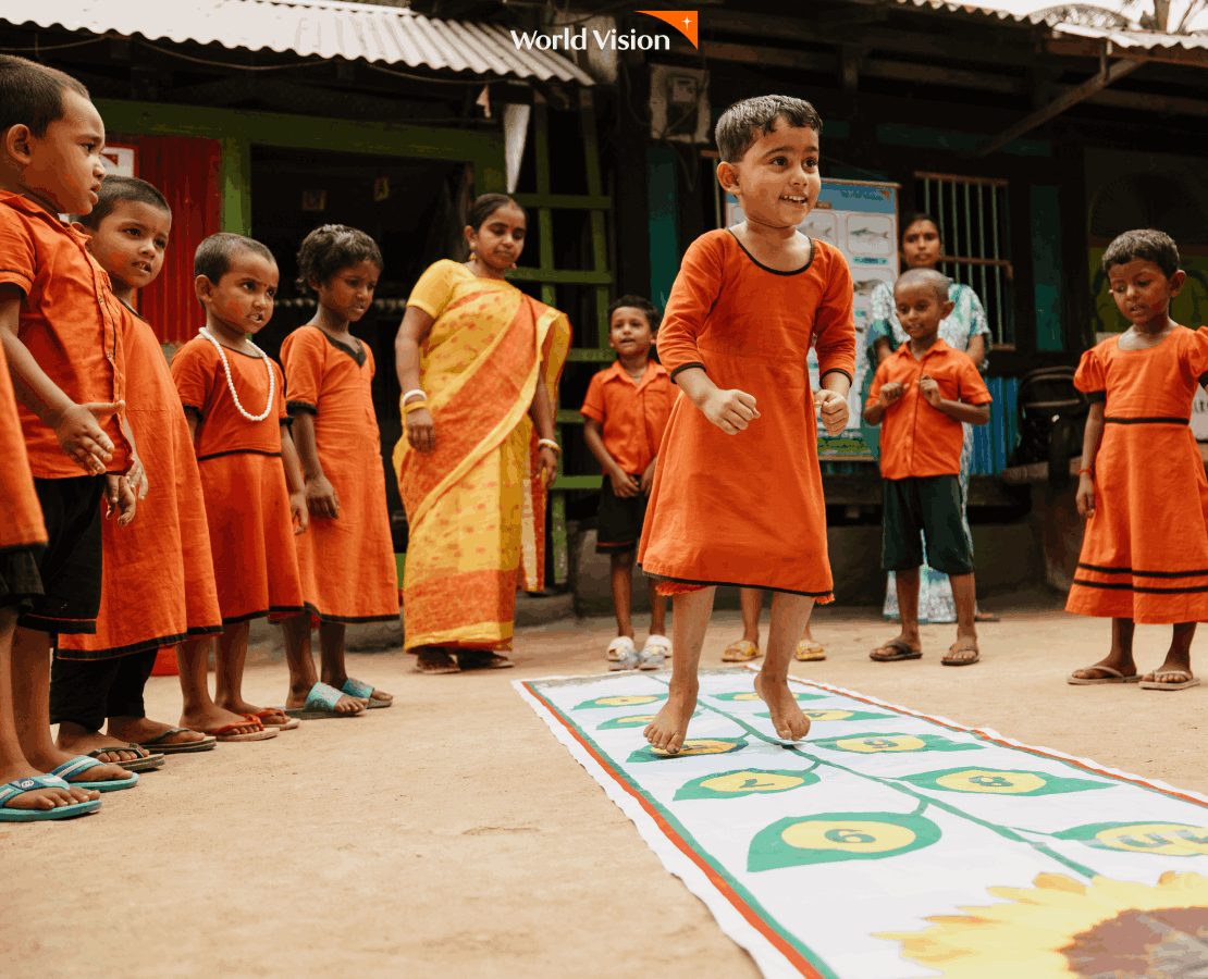 children playing in the program